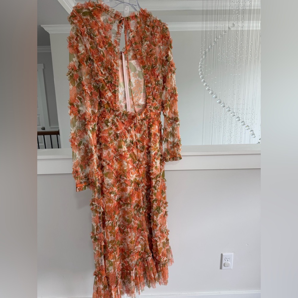 Anthropologie Mac Duggal Floral long sleeve ruffle dress - Picture 8 of 10